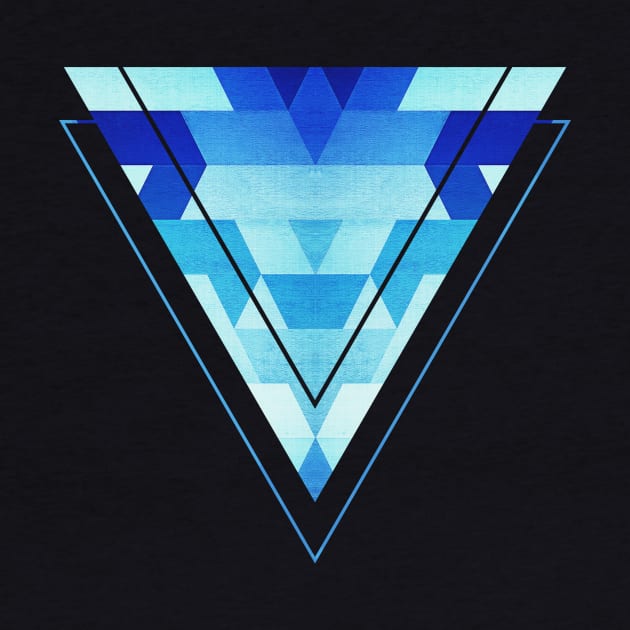 Abstract geometric triangle pattern (futuristic future symmetry) in ice blue by badbugs
